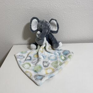 Little Miracles Gray Elephant Plush Circles Security Blanket Lovey Lovie Blankie
